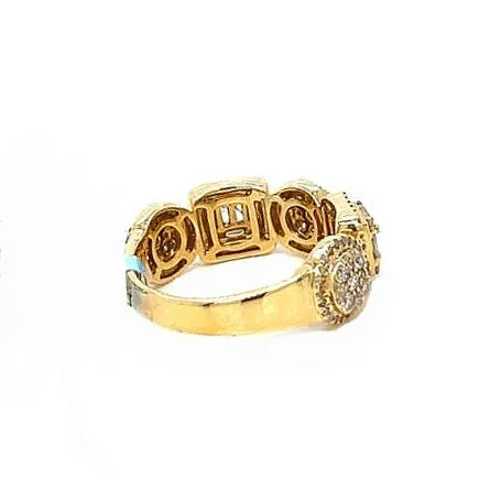 14k Gold and Natural Diamonds Square and Circle Ring - SR29194