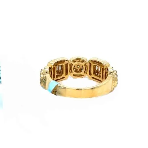 14k Gold and Natural Diamonds Square and Circle Ring - SR29194