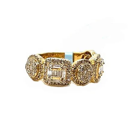 14k Gold and Natural Diamonds Square and Circle Ring - SR29194