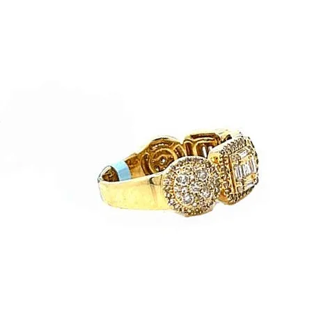 14k Gold and Natural Diamonds Square and Circle Ring - SR29194