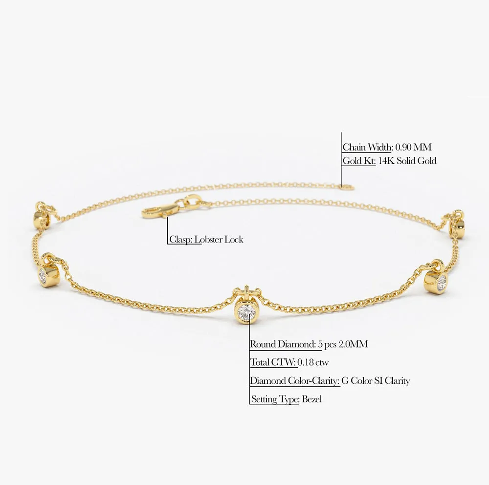 14K Gold Diamond by The Yard Dangling Solitaire Bracelet