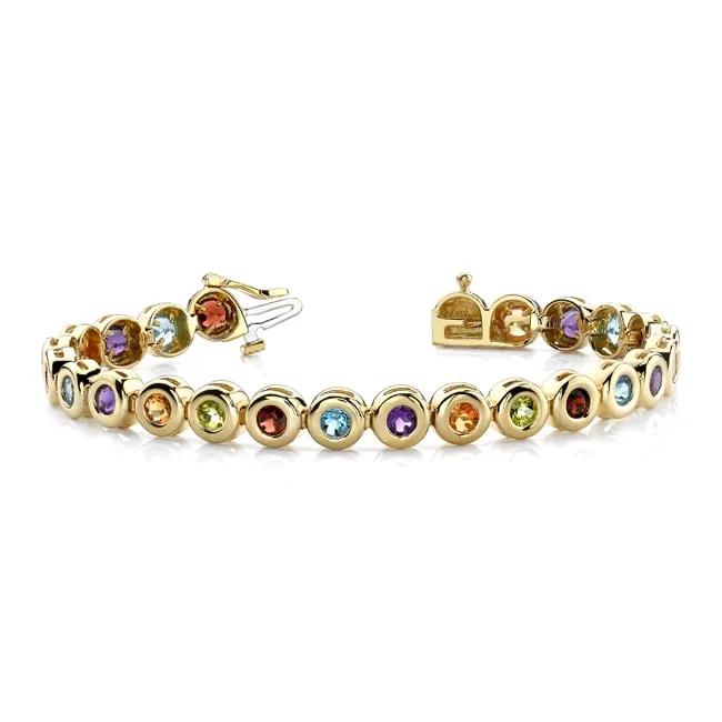 14k Gold Multi-Color Gemstone Bracelet (6.0.cts.tw)
