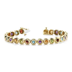 14k Gold Multi-Color Gemstone Bracelet (6.0.cts.tw)