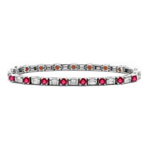 14k Gold Ruby baguette Diamond Tennis Bracelet (5.50.cts.tw)