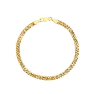 14k Gold Two-Row Wheat Chain Bracelet