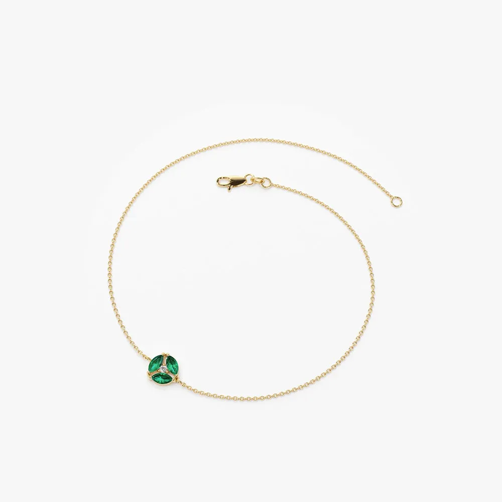 14K Marquise Emerald Cluster Bracelet