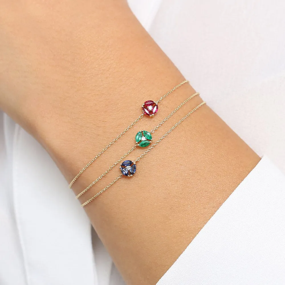 14K Marquise Emerald Cluster Bracelet