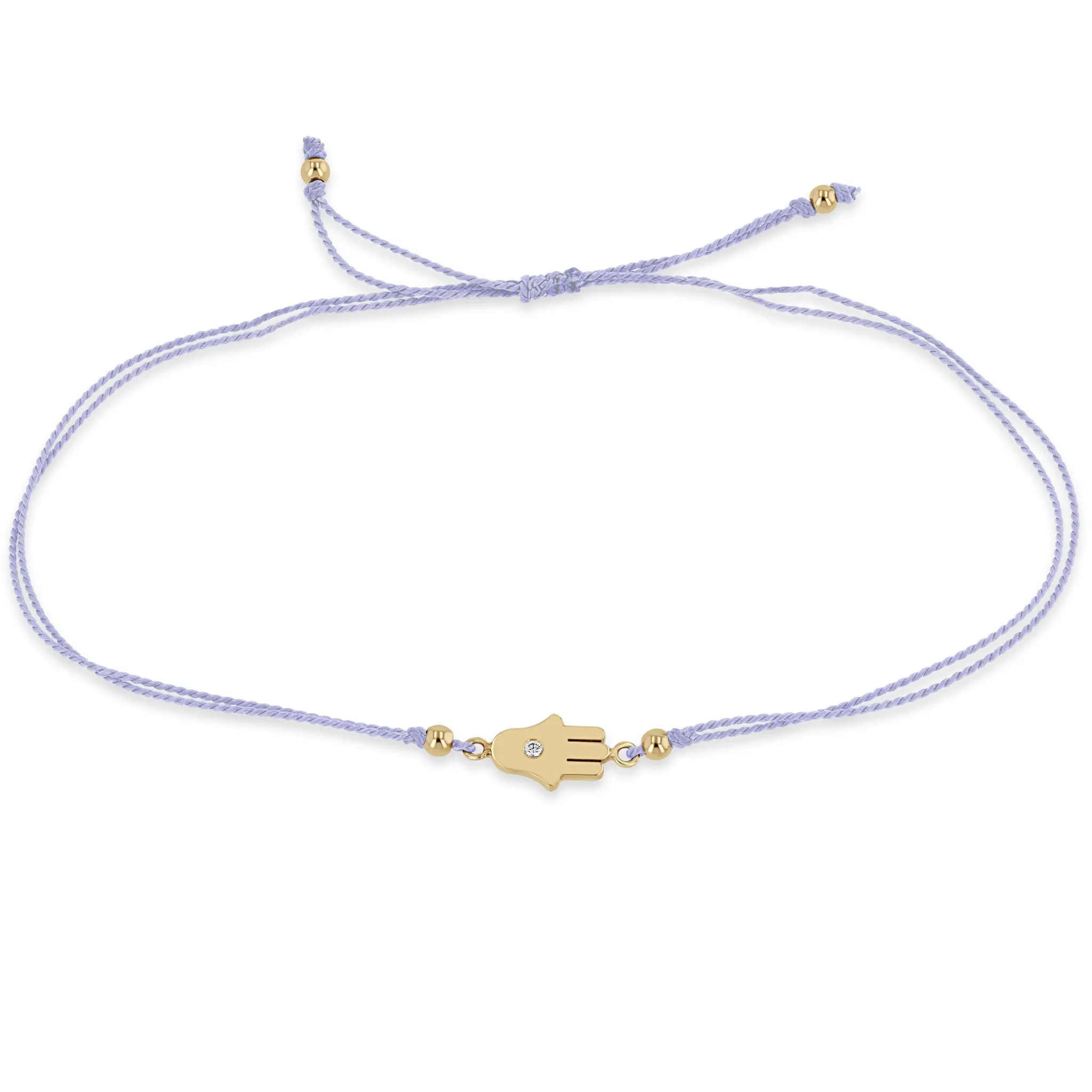 14k Midi Bitty Diamond Hamsa Cord Bracelet