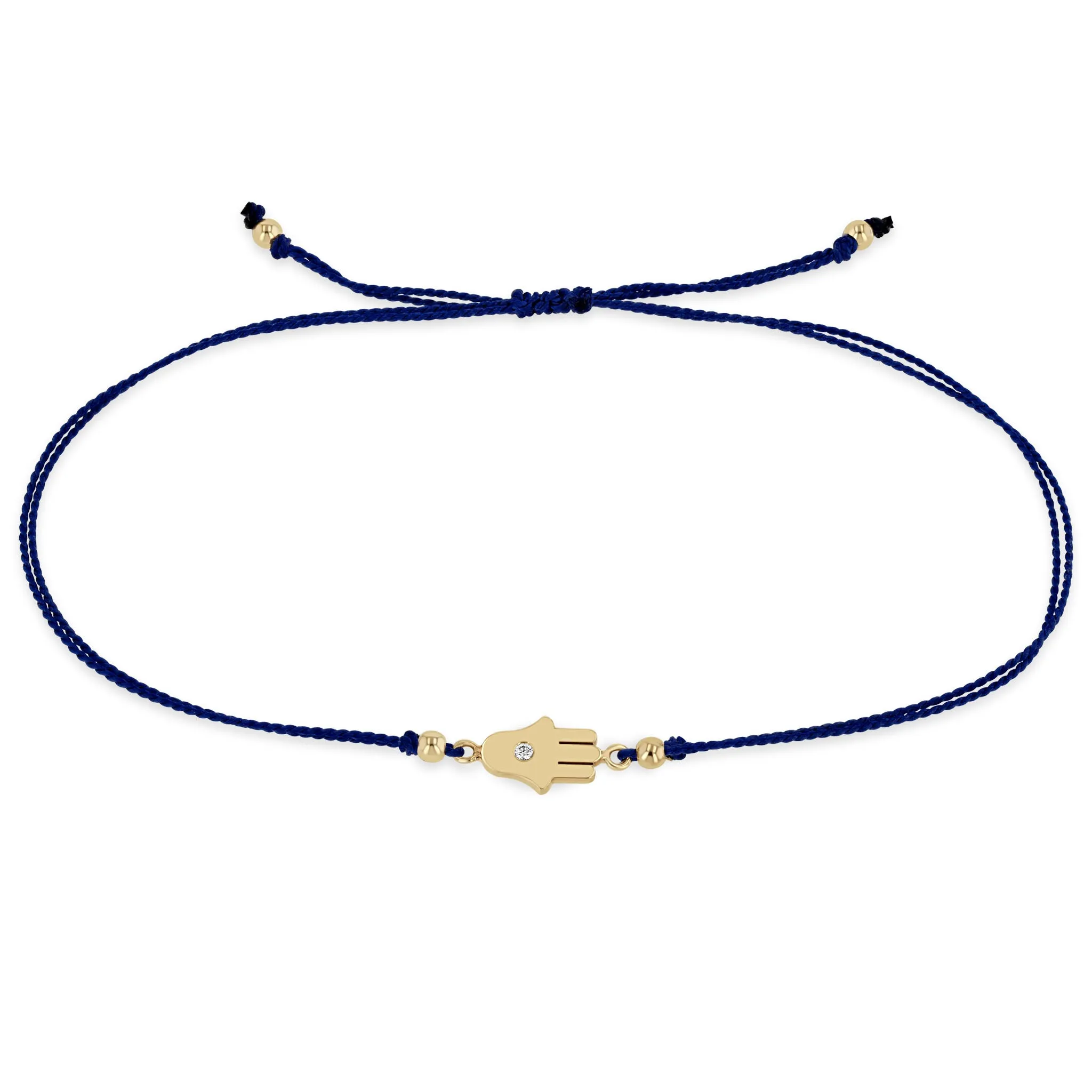 14k Midi Bitty Diamond Hamsa Cord Bracelet