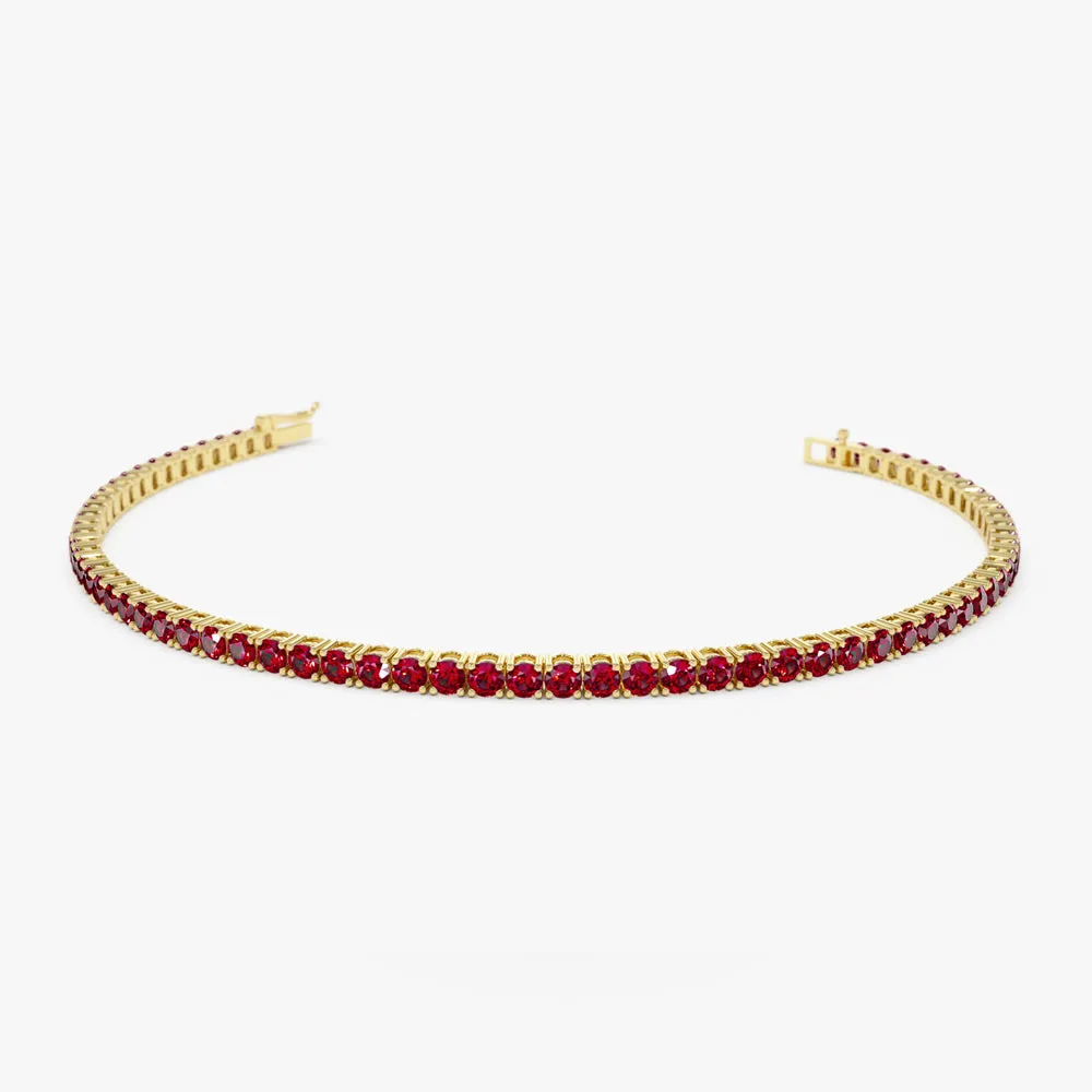 14k Prong Setting Ruby Tennis Bracelet