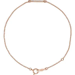 14K Rose .07 CTW Diamond Bar Bracelet