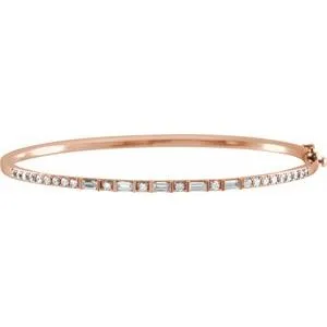 14K Rose 1 CTW Diamond 7" Bangle Bracelet
