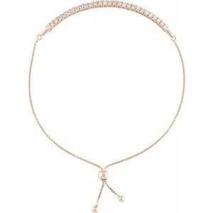 14K Rose 1 CTW Lab-Grown Diamond Bolo 9 1/2" Bracelet