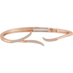 14K Rose 1/4 CTW Diamond Hinged 7" Bracelet