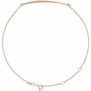 14K Rose Curved Bar 6 1/2-7 1/2" Bracelet