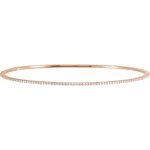 14K Rose Gold 1 CTW Lab-Grown Diamond Stackable Bangle 8" Bracelet