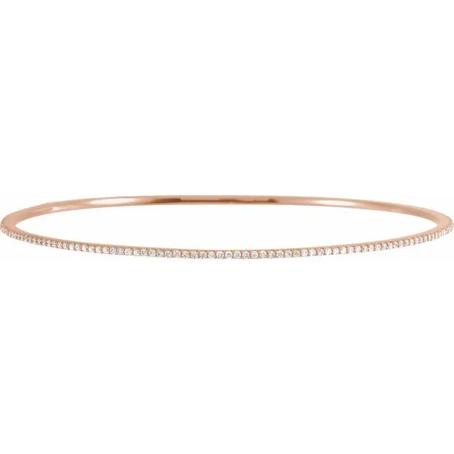14K Rose Gold 1 CTW Lab-Grown Diamond Stackable Bangle 8" Bracelet