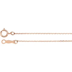 14k Rose Gold 1mm Diamond Cut Cable 7" Chain