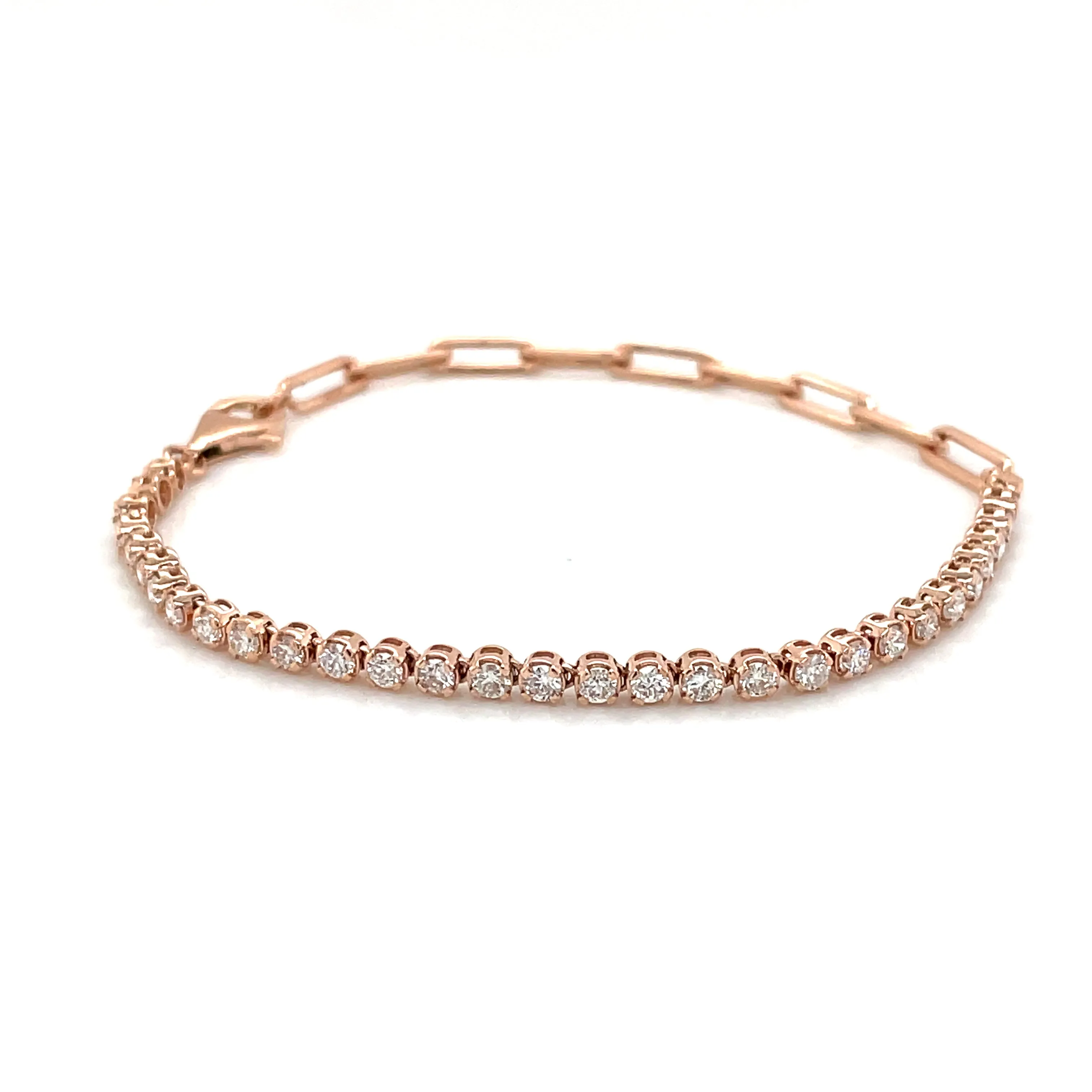 14k Rose Gold Diamond and Link Bracelet