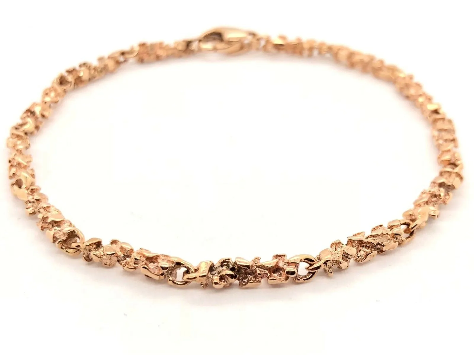 14k Rose Gold Nugget Bracelet 9" 3.8mm 11.5 grams