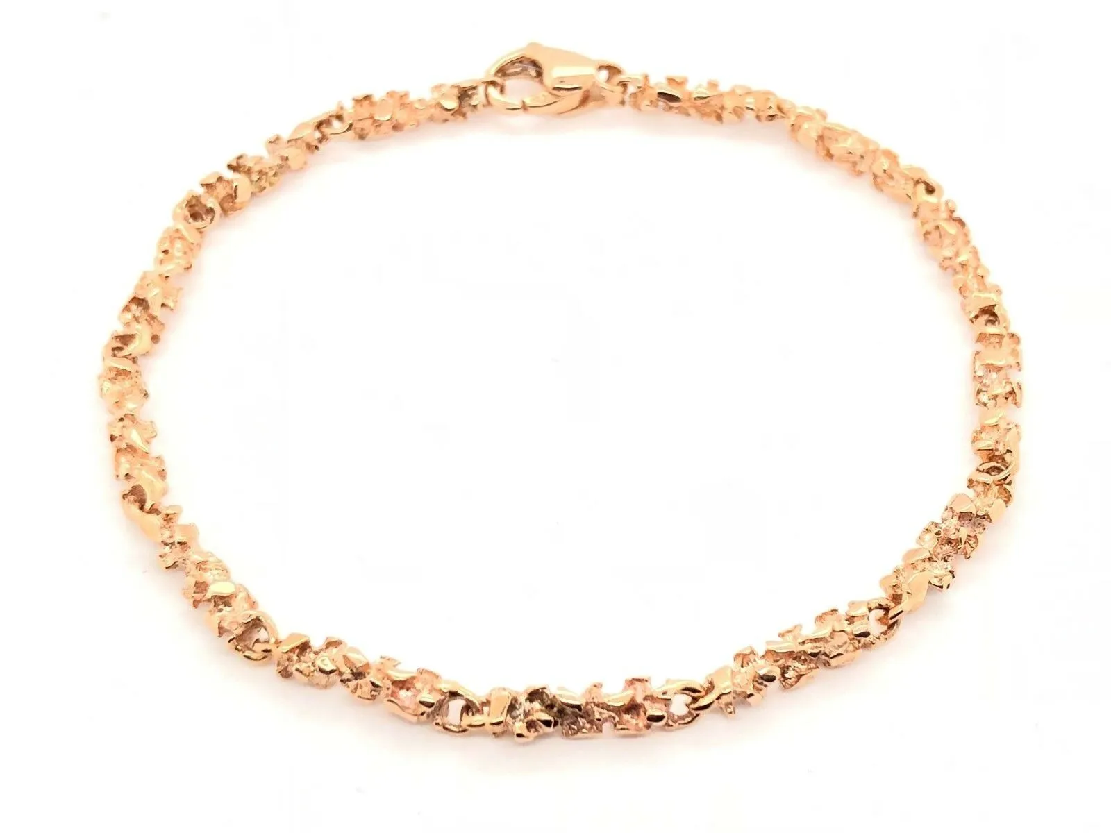 14k Rose Gold Nugget Bracelet 9" 3.8mm 11.5 grams