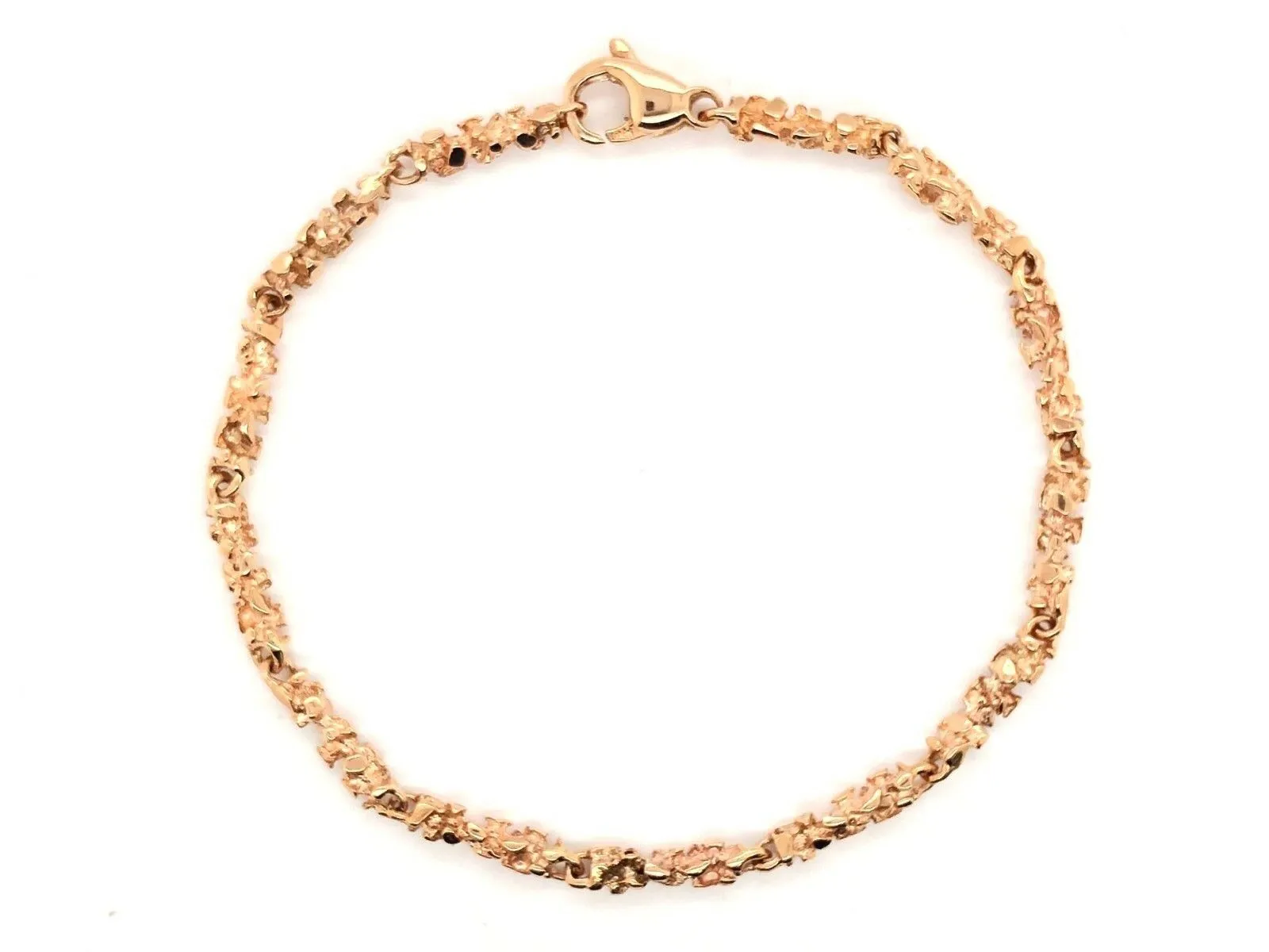 14k Rose Gold Nugget Bracelet 9" 3.8mm 11.5 grams
