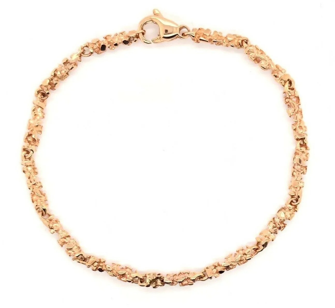 14k Rose Gold Nugget Bracelet 9" 3.8mm 11.5 grams