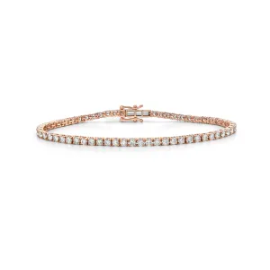 14k Rose Gold Prong Set Natural Diamond Tennis Bracelet For Women