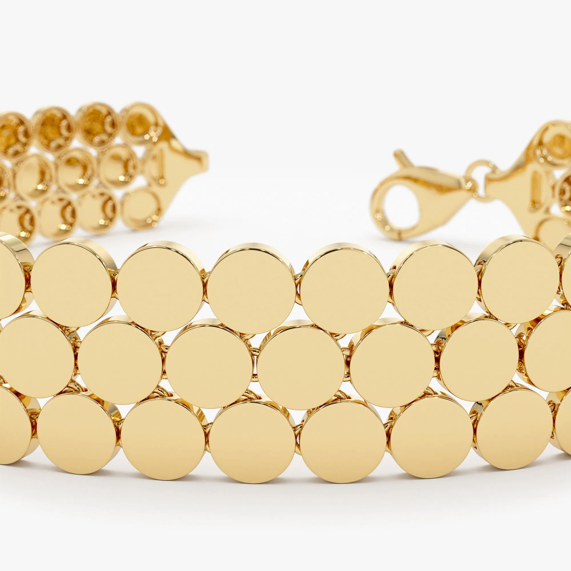 14k Unique Bold Triple Strand Bracelet