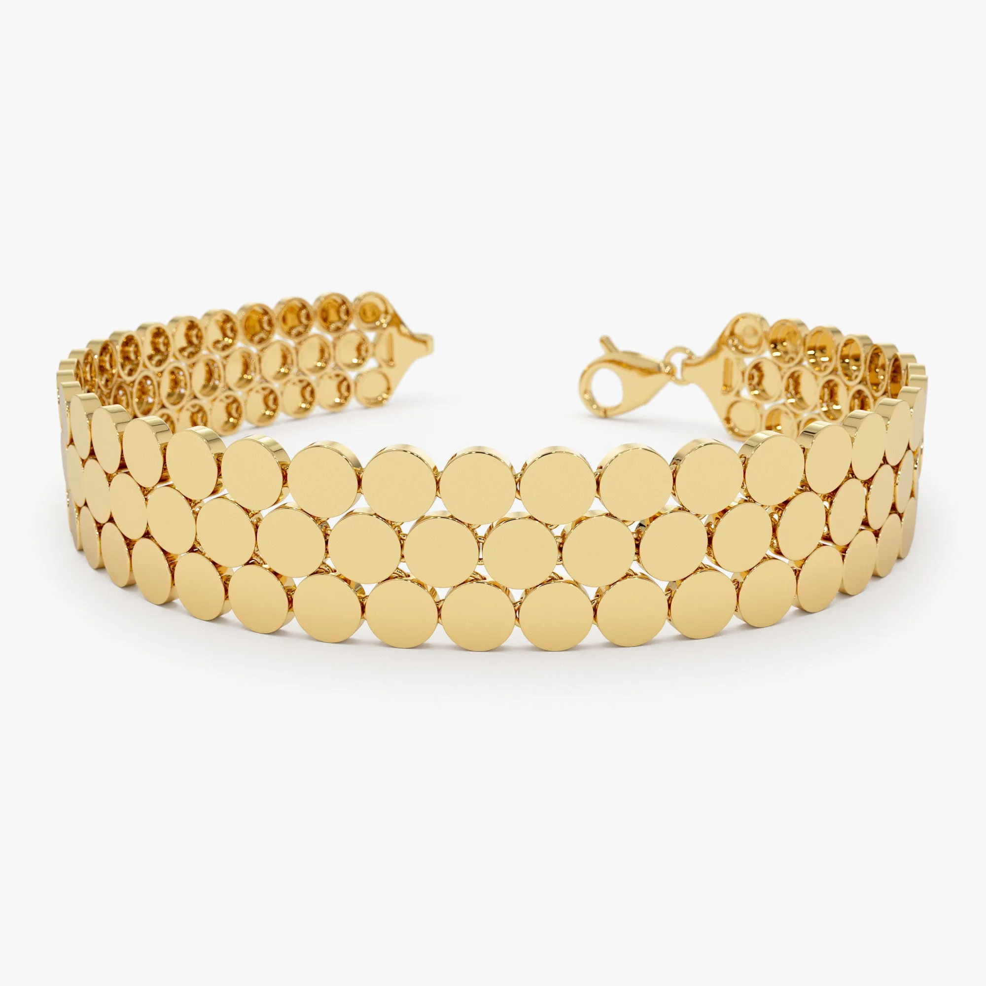 14k Unique Bold Triple Strand Bracelet