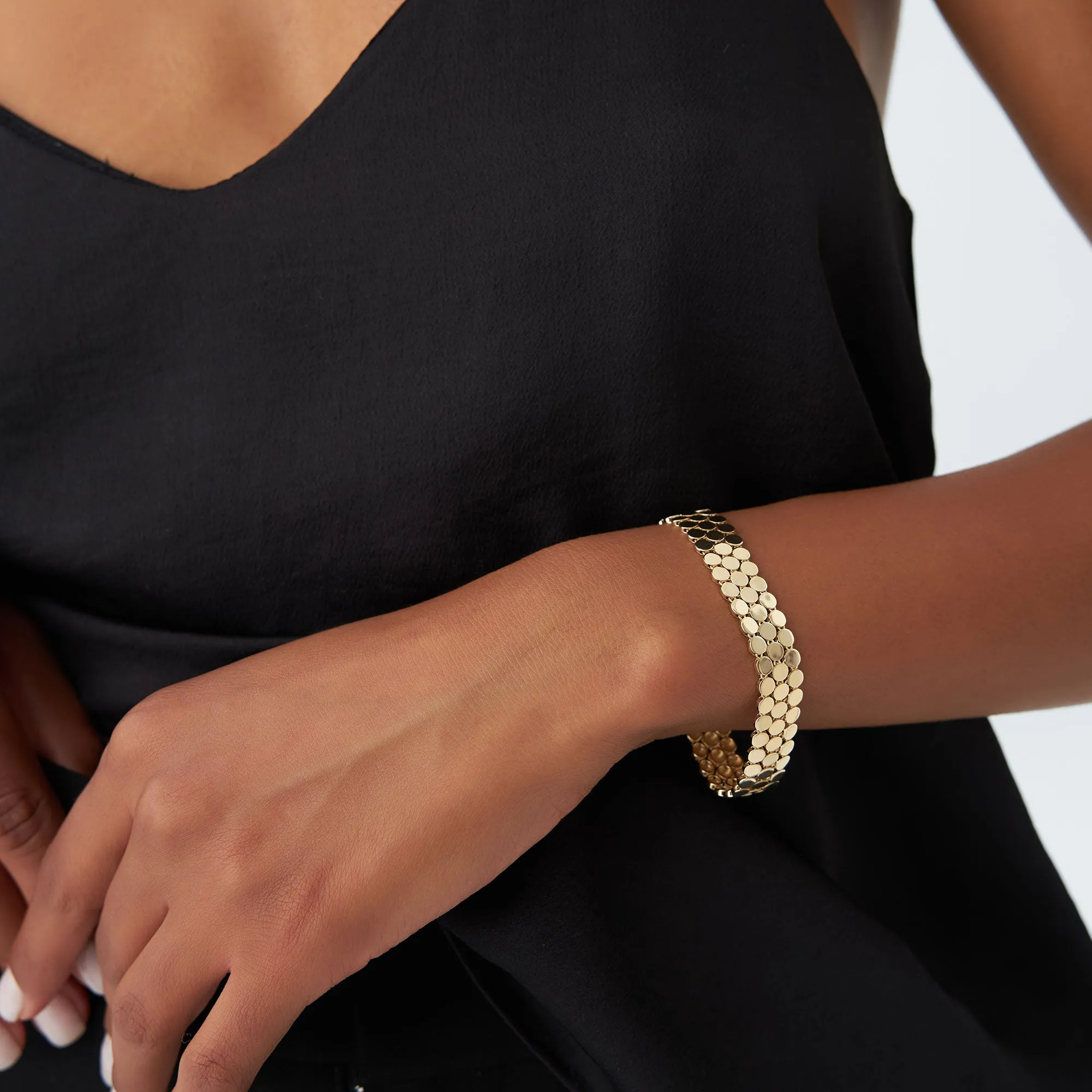 14k Unique Bold Triple Strand Bracelet