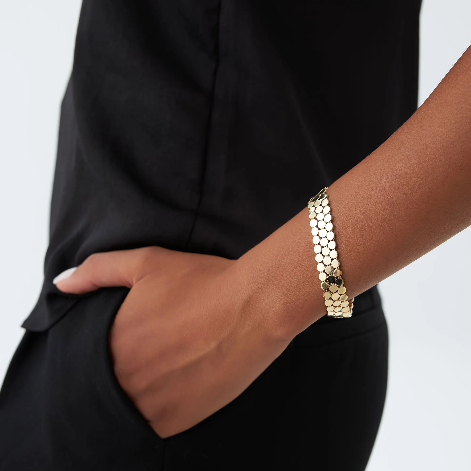 14k Unique Bold Triple Strand Bracelet