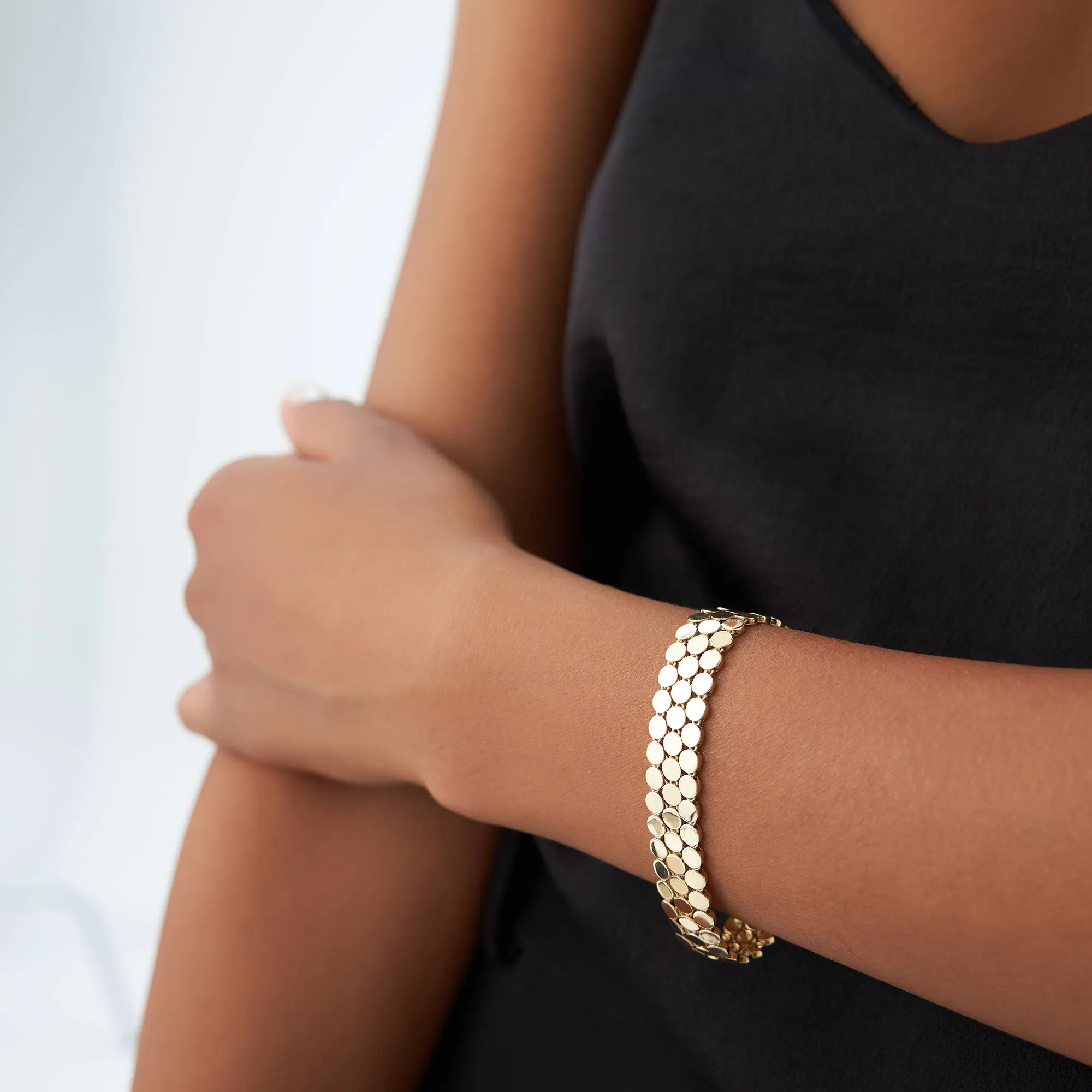 14k Unique Bold Triple Strand Bracelet