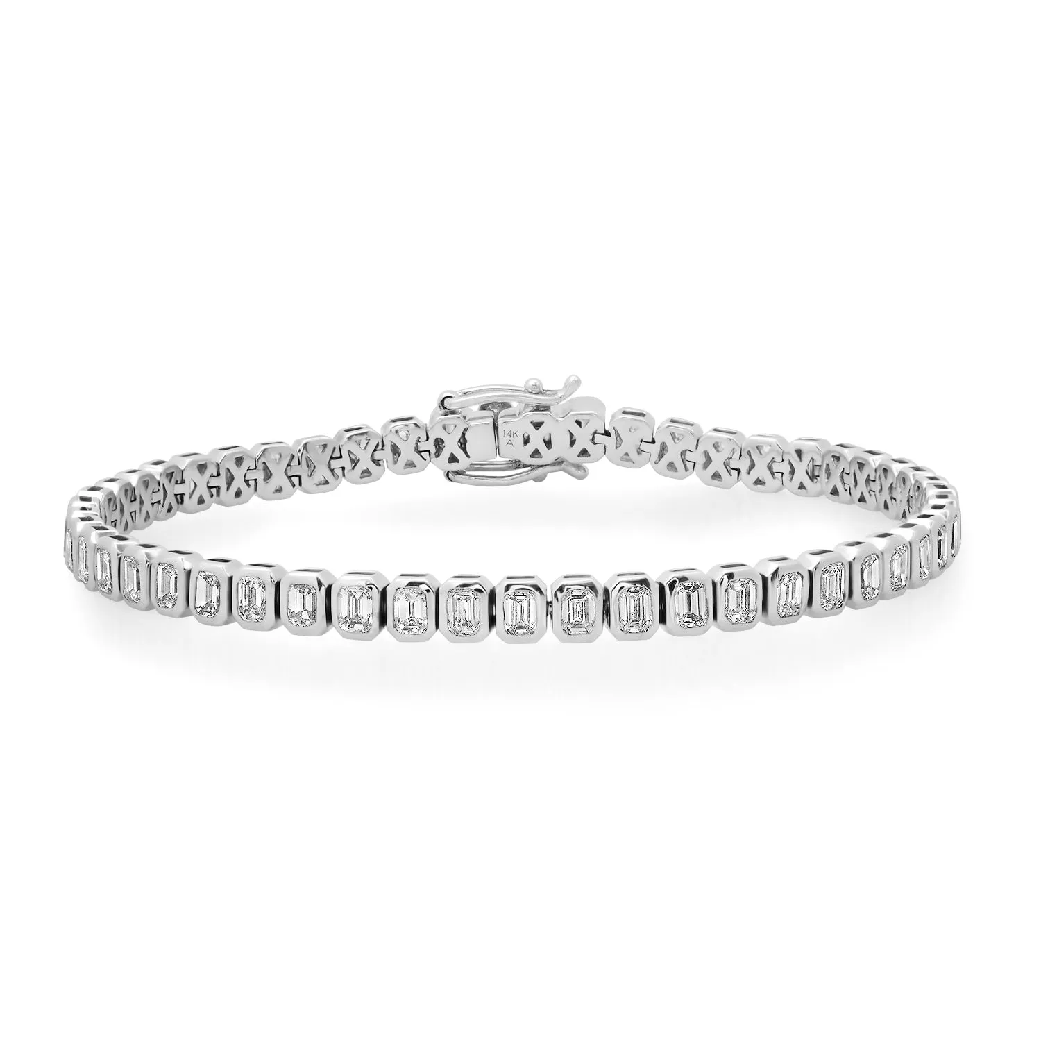 14K WG Emerald Cut Diamond Tennis Bracelet