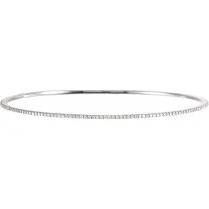 14K White 1 CTW Lab-Grown Diamond Stackable Bangle 8" Bracelet