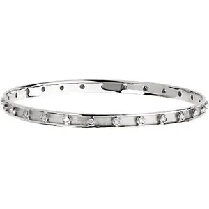14K White 3/4 CTW Diamond Bangle 7 1/4" Bracelet
