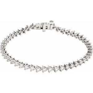 14K White 5 CTW Natural Diamond Line 7 1/4" Bracelet