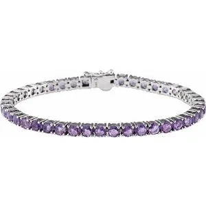 14K White Amethyst 7.15" Line Bracelet