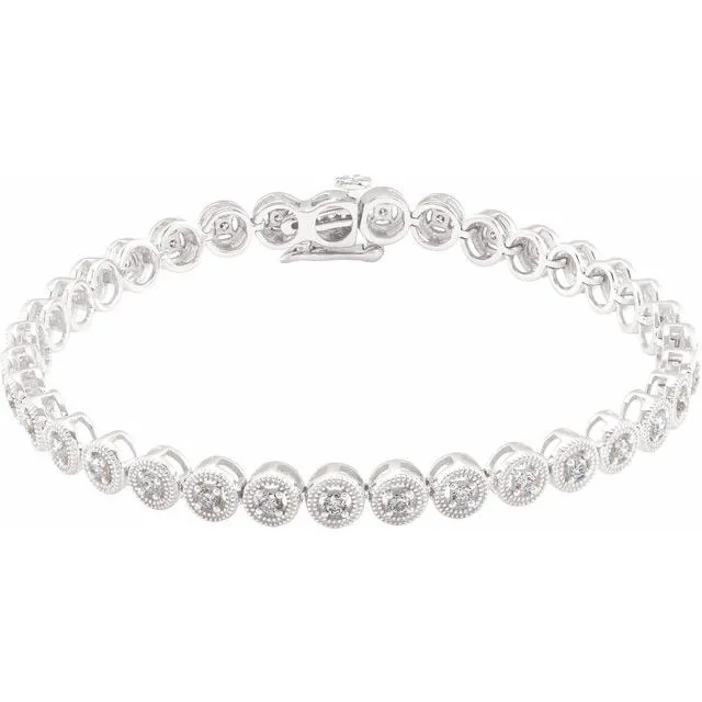 14K White Gold 1 CTW Natural Diamond 7" Bracelet