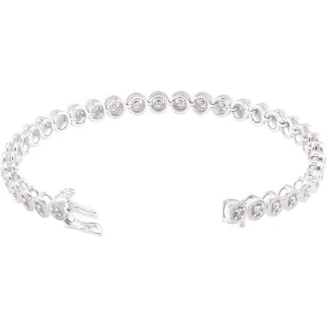 14K White Gold 1 CTW Natural Diamond 7" Bracelet