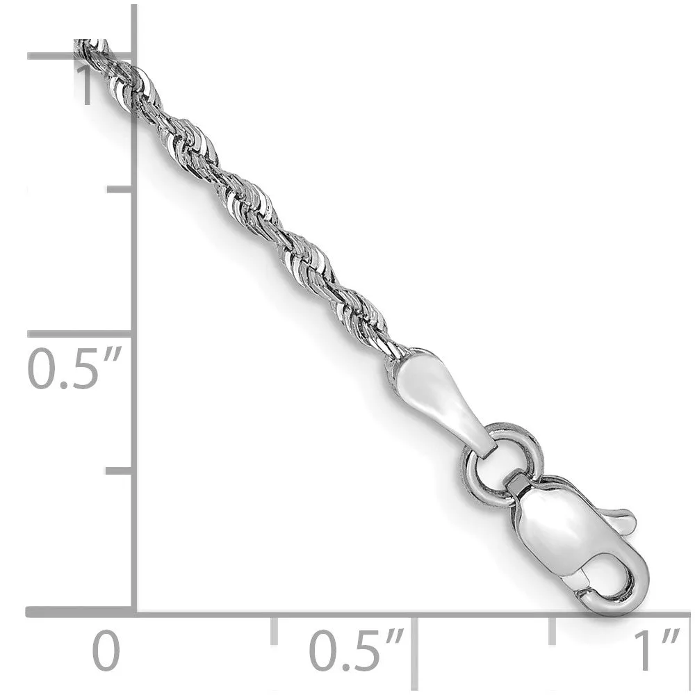 14k White Gold 1.85mm Diamond-cut Quadruple Rope Lobster Clasp Chain Bracelet