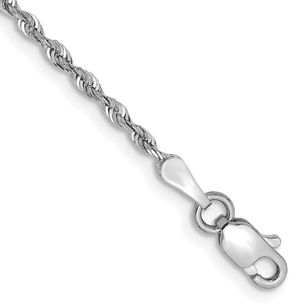14k White Gold 1.85mm Diamond-cut Quadruple Rope Lobster Clasp Chain Bracelet
