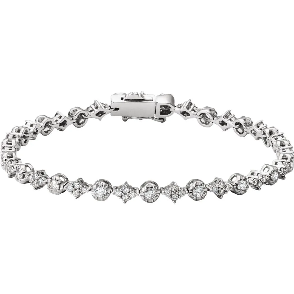 14k White Gold 2 1/2 CTW Diamond 7.5" Bracelet