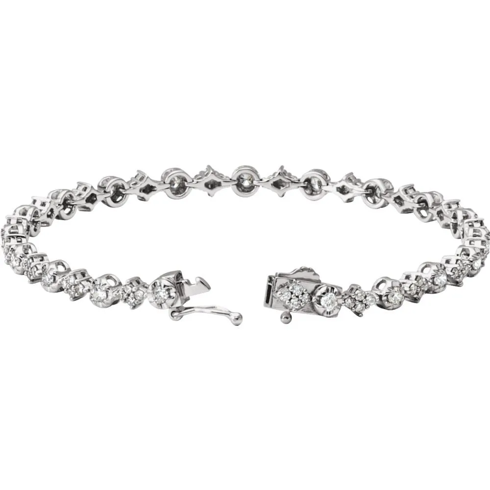 14k White Gold 2 1/2 CTW Diamond 7.5" Bracelet