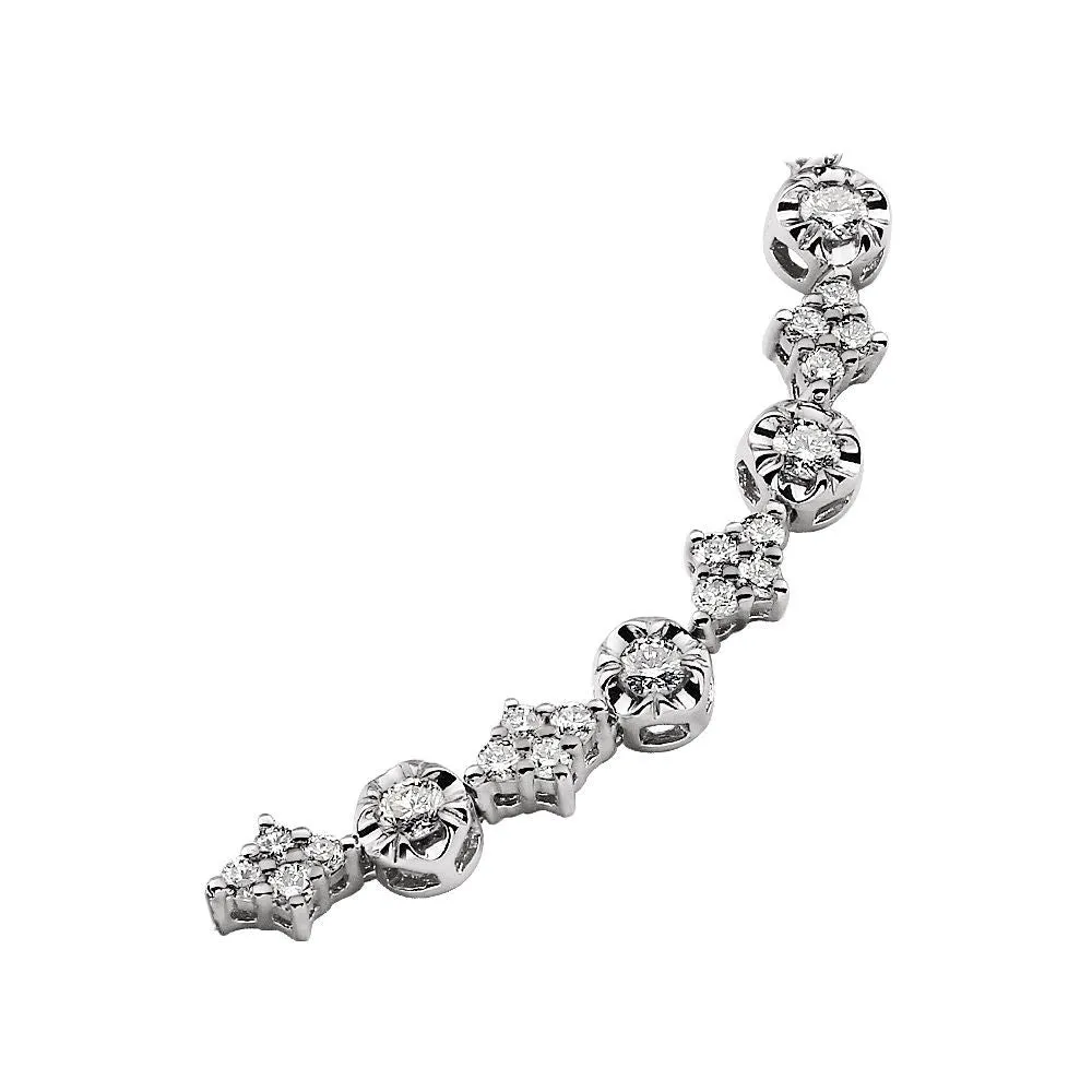 14k White Gold 2 1/2 CTW Diamond 7.5" Bracelet