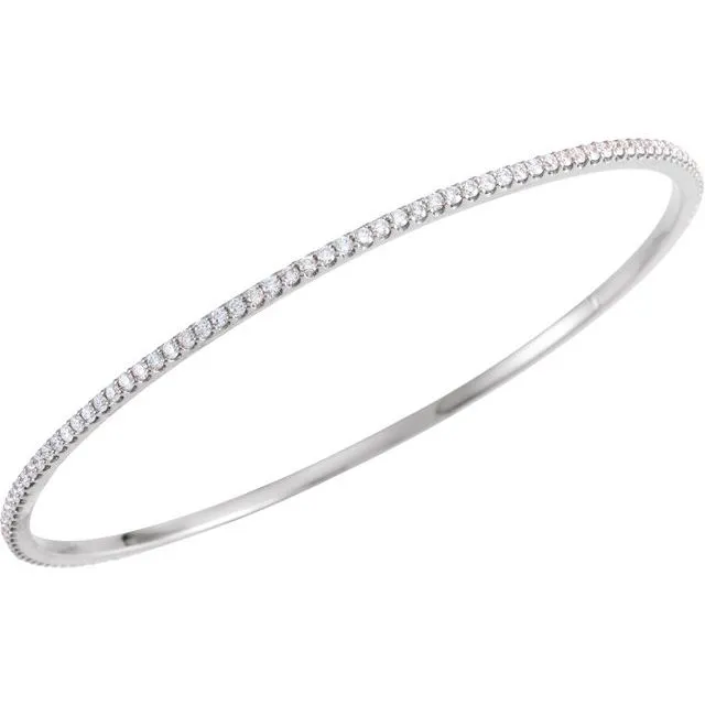 14K White Gold 2 CTW Lab-Grown Diamond Stackable Bangle 8" Bracelet