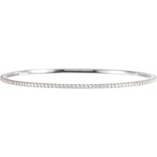 14K White Gold 2 CTW Lab-Grown Diamond Stackable Bangle 8" Bracelet