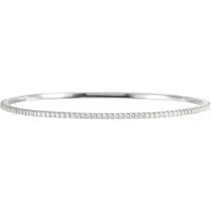 14K White Gold 2 CTW Lab-Grown Diamond Stackable Bangle 8" Bracelet