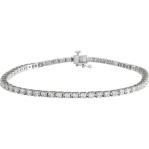 14K White Gold 3 CTW Natural Diamond Line 7 1/4" Bracelet