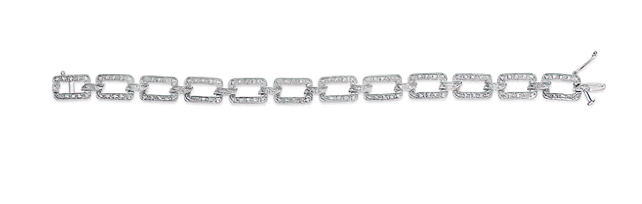 14K White Gold 3/4 Cttw Diamond Open Paperclip Link 7" Tennis Bracelet (H-I Color, I2-I3 Clarity)